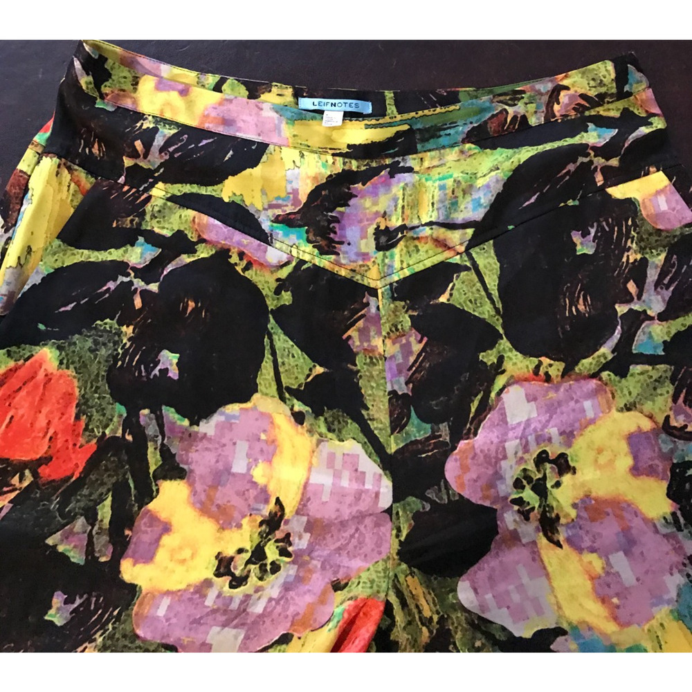 Anthropologie Leifnotes Blurred Dahlia Wide Leg Pants 8 Floral Palazzo - Picture 4 of 14